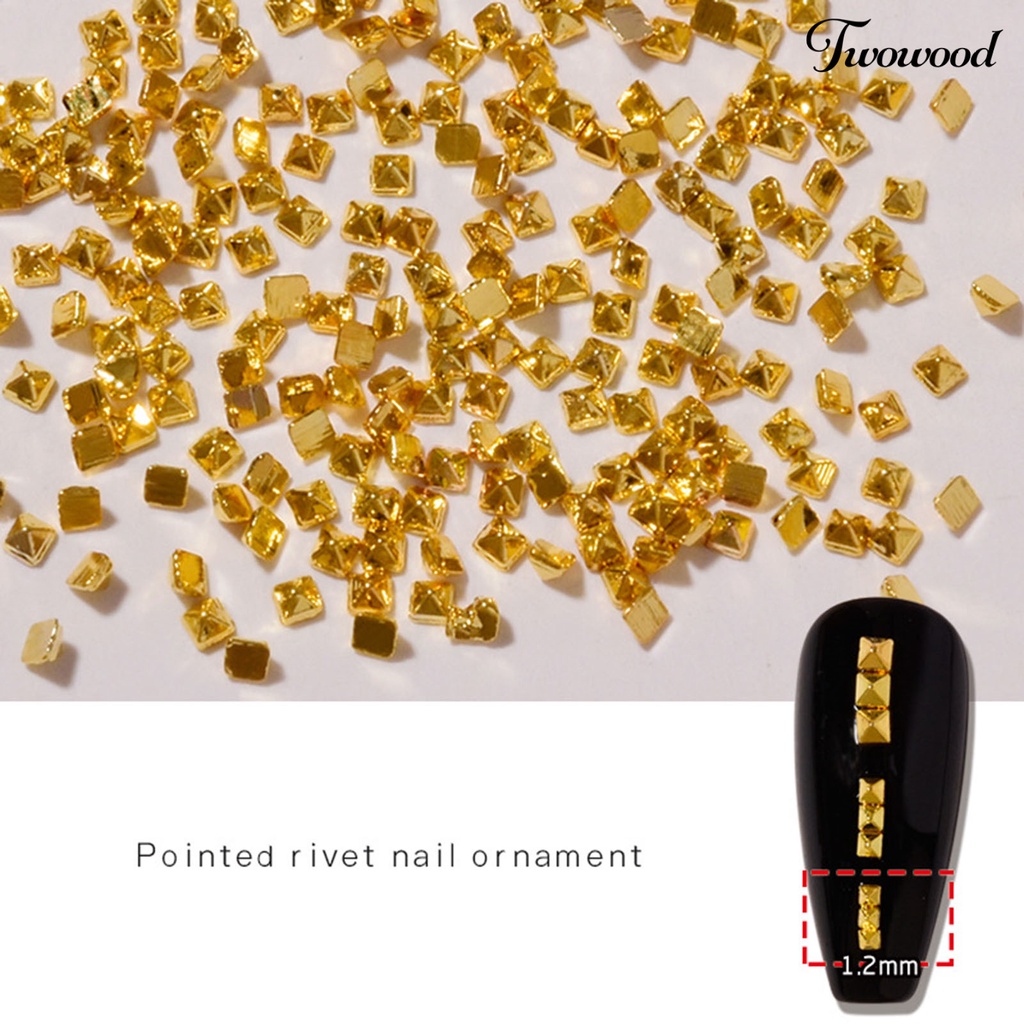 200pcs / Set Rivet Glitter 3D Efek Tidak Pudar Bahan Logam Gaya Punk Untuk Dekorasi Manicure