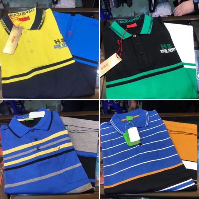 Hugo sport kerah salur banyak motif warna