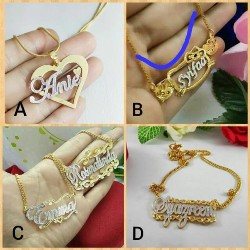 Kalung Xuping ukir nama lapis emas KOMBINASI