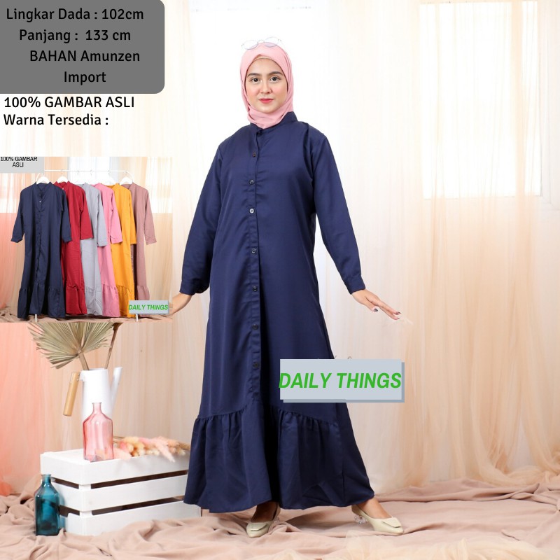 Daily Things Gamis Lebaran Rumbai Kancing Lika Fit XL LD 104cm