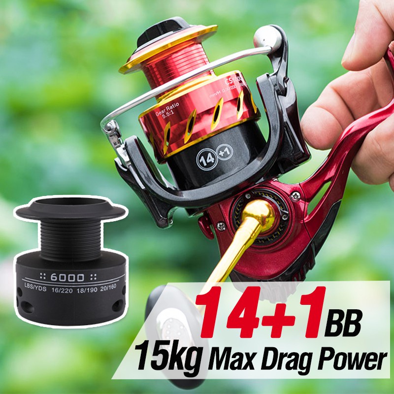 Reel Pancing Double Spool Metal Kecepatan Tinggi 14 + 1 Bb 15.5kg Drag Power Jigging