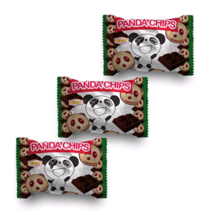 Biskuit Happy Time Choco Biscuit - Panda Chips Strawberry - Cokelat 8 gr By Crr