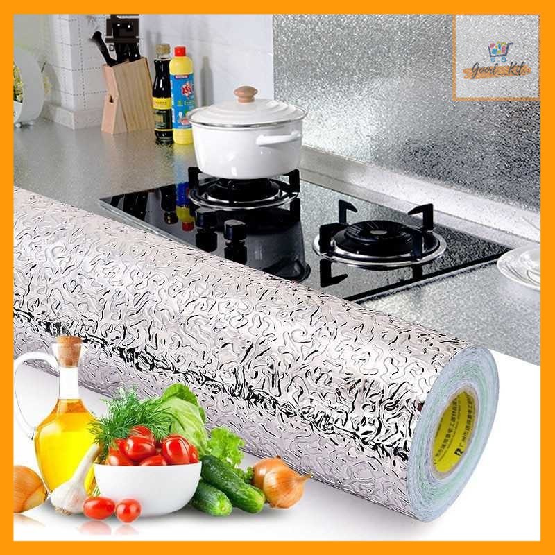 Wallpaper Anti Minyak Aluminium Foil Waterproof untuk dapur 100x60 cm