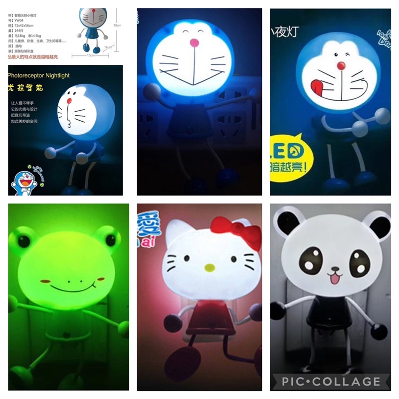 Lampu hias colokan listrik /lampu tidur /sensor gelap/ kaki Doraemon/HELLO KITTY TERMURAH PROMO