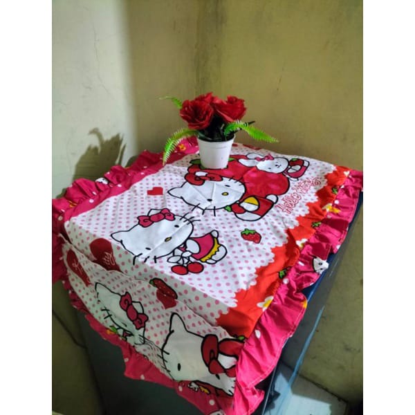 SARUNG KULKAS COVER KULKAS  Karakter Hello Kitty Doraemon Keropy Motif Bunga Shabby ALAS KULKAS MOTIF KARAKTER