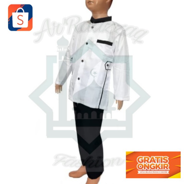 Baju Koko Anak Laki Laki Jasko Hitam Putih / Baju Muslim Anak Laki Laki Jasko Putih