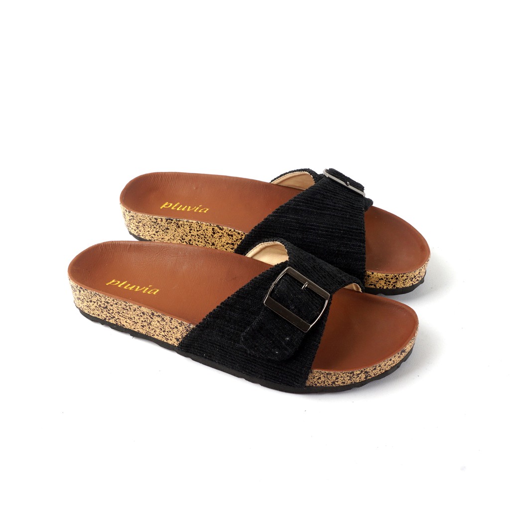 Pluvia LUNA Sandal Birken Wanita Sandal Slop Flat Casual-5