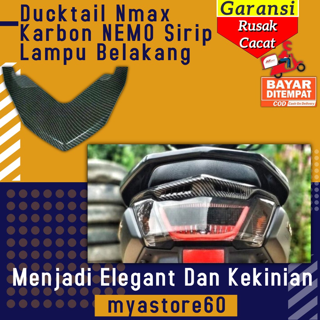 Cover Tutup Ducktail Nmax Karbon NEMO Sirip Lampu Belakang Stop Nmax Carbon NEMO