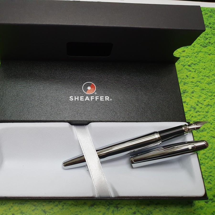 

PS-Pulpen Sheaffer Original VFM Chrome Plated Fountain Pen Free Ukir Nama