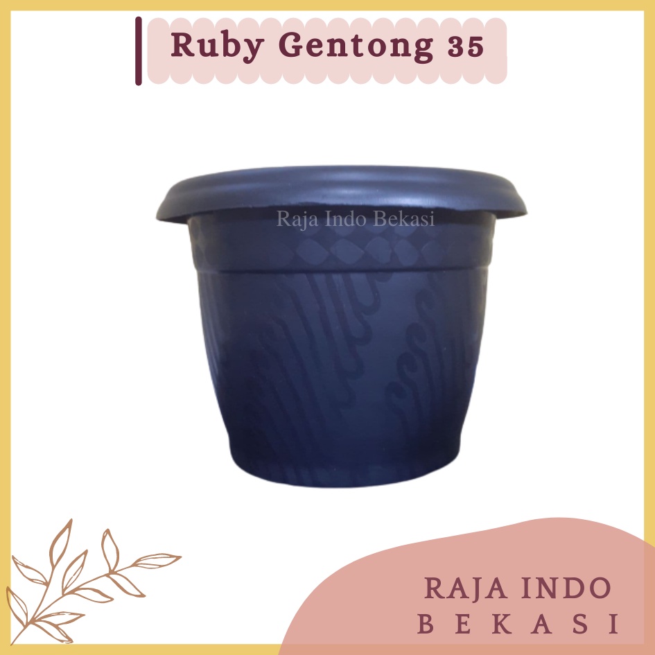 SEKARGANES Pot Ruby Gentong 35 Batik Putih Pot Tanaman Plastik Bunga Jumbo Besar Murah