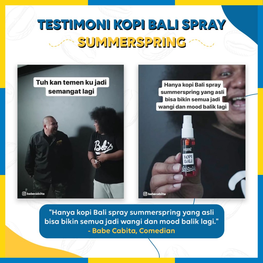 Summer Spring - Kopi Bali Spray - Pengharum Pewangi Parfum Ruangan Mobil Toilet Ruang Tamu Dapur Lemari Pakaian Kamar Mandi Tidur Closet Wcl - 30ml