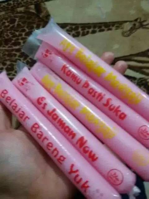 Plastik es mambo sablon 3x23 cm / plastik es mambo kekinian sablon kata kata mutiara lucu motivasi