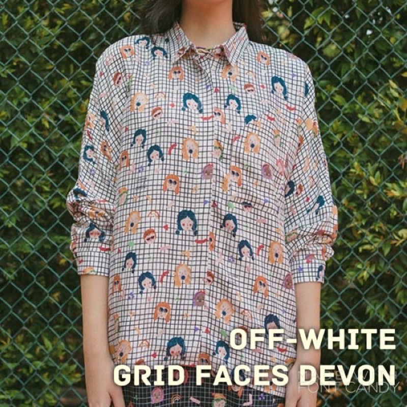 off White grid faces devon idekuhandmade x cotton ink