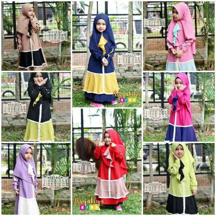 gamis anak set khimar Zifana ori assyabiya - Gamis anak set bahan wolf