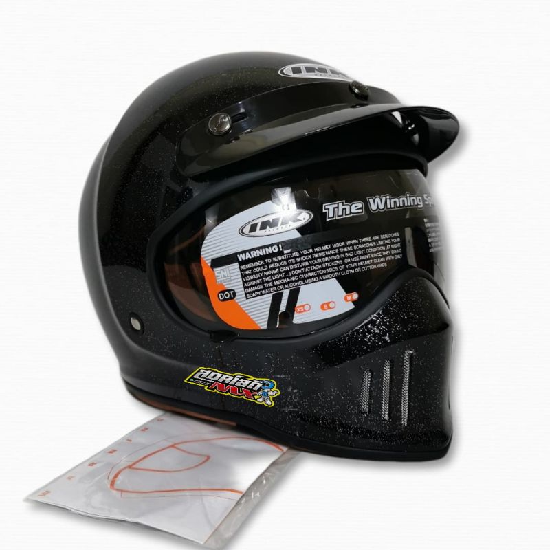 HELM INK TROOPER BLACK GLITTER ORIGINAL HELM FULL FACE KLASIK HELM CAKIL HELM RETRO FULL FACE INK