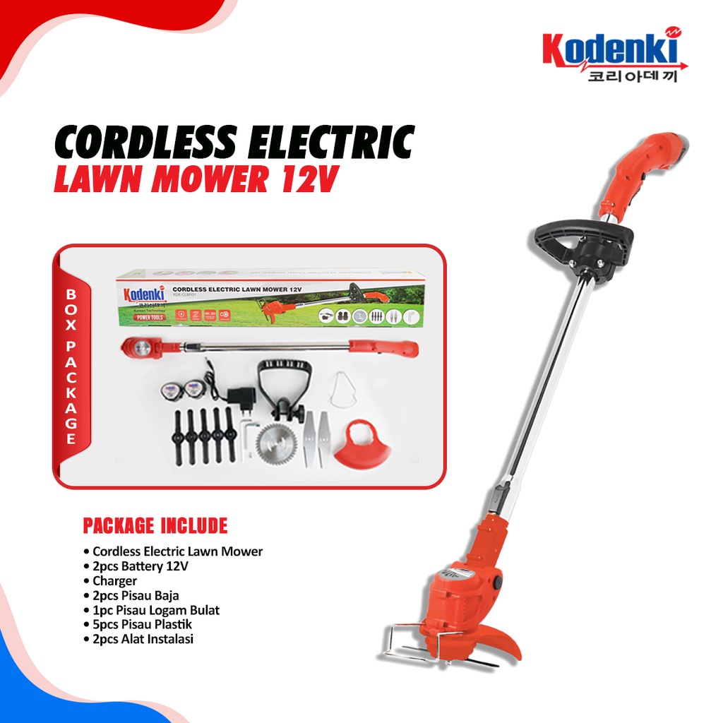 KODENKI CLM101 Mesin Potong Rumput 12V Cordless Baterai Trimmer Grass Cutter Lawn Mower