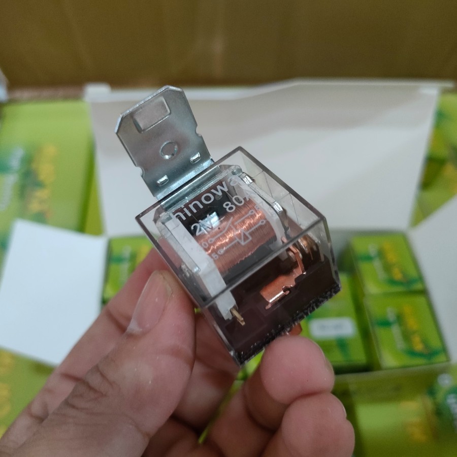 Relay Klakson Transparan Kaki 4 12V 80A Riley Relay Alarm Sen Sein Motor Mobil Sparepart Original