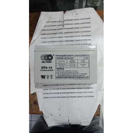 AKI KERING 12V 6AH TIPIS OUTDO HARGA PER 1 PCS