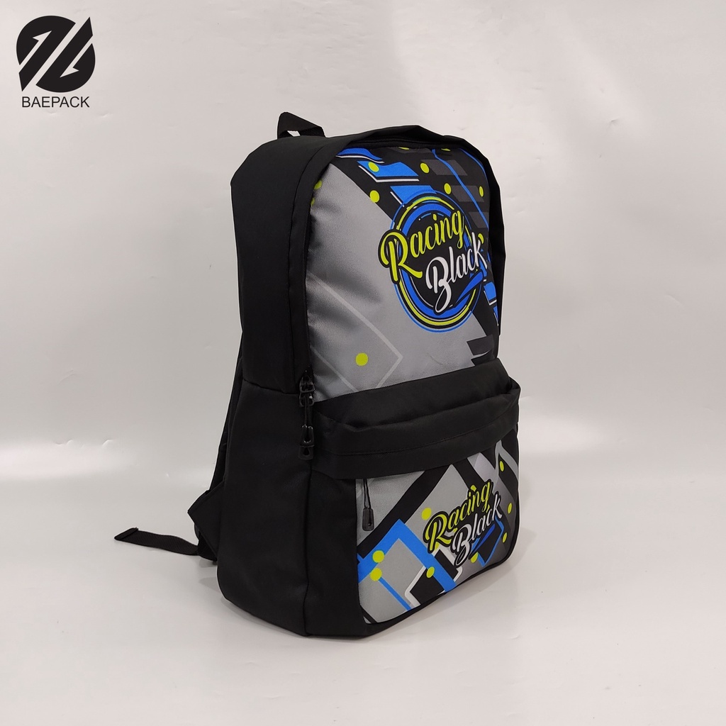 Tas Punggung Ransel Bagpack Cowok Racing Black Original Baepack / Ransel Pria Murah Berkualitas Produsen Bandung / Tas Sekolah Karakter Premium