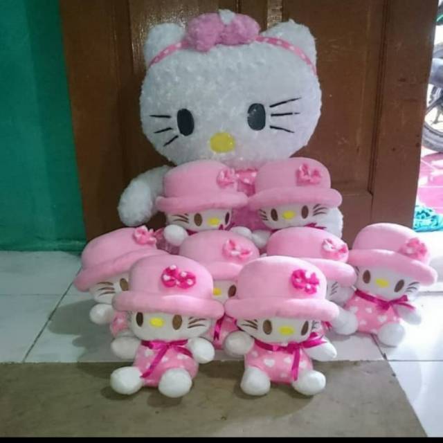 Boneka hello kitty  beranak bertopi SNI murah