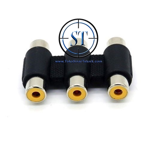 BA-61 Jack H RCA 3 Way Connector Sambungan RCA 3 Pin 3-3 3 Lubang Soket Triple RCA Female To Female Coupler Adapter Audio Video