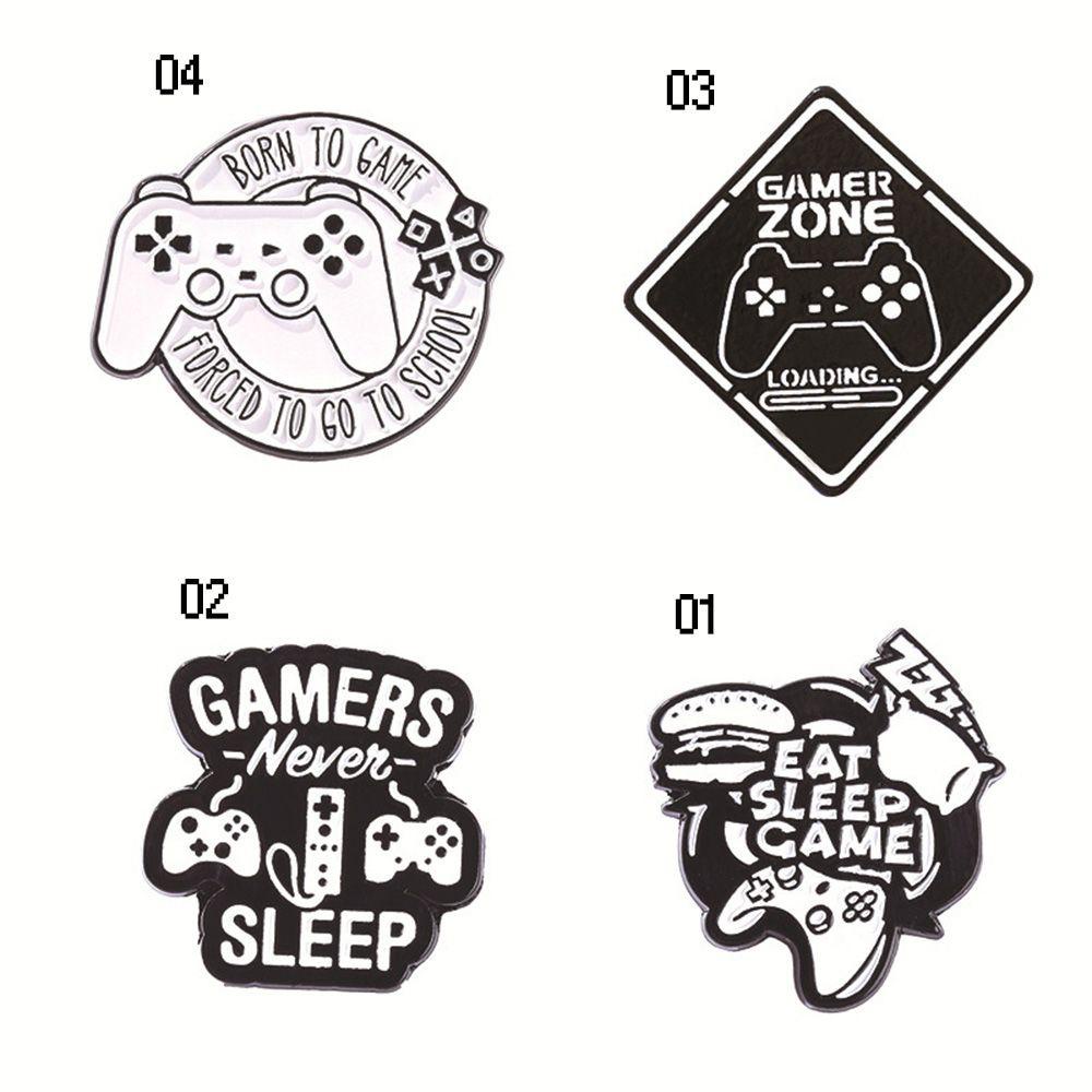 R-bunga Gamepad Bros Hadiah Vintage Perhiasan Hadiah Hitam Dan Putih Untuk Hadiah Siswa Lapel Pin Huruf Lencana