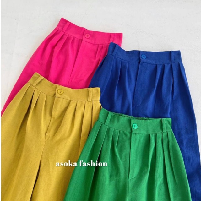 ASOKA Stormi Pants 2124 - Celana Kulot Linen - Celana Wanita Highwaist - POP COLORS