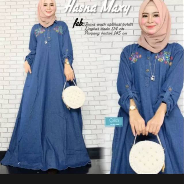 Gamis Jeans Bordir Andromeda LD 120 Jumbo