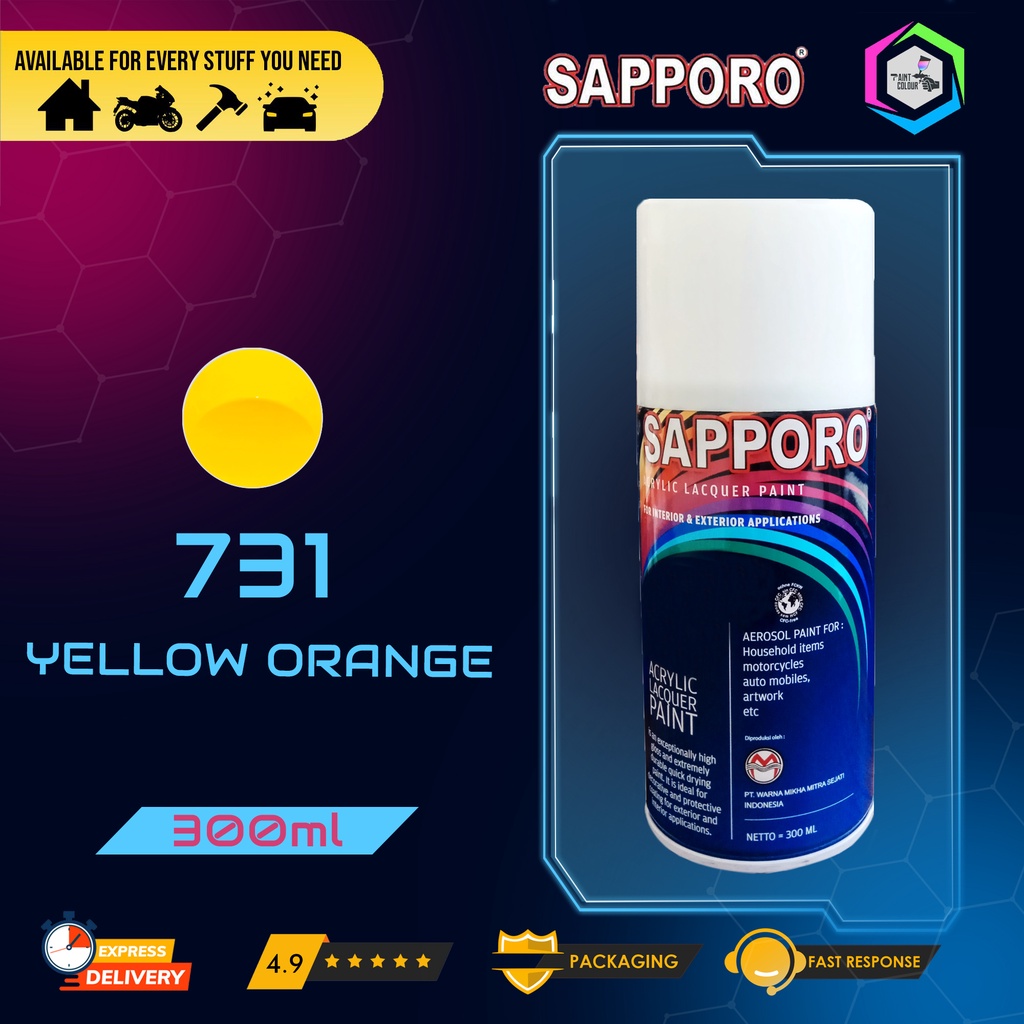 Cat Semprot SAPPORO Paint - 731 YELLOW ORANGE Helm/Motor/Gundam/Body