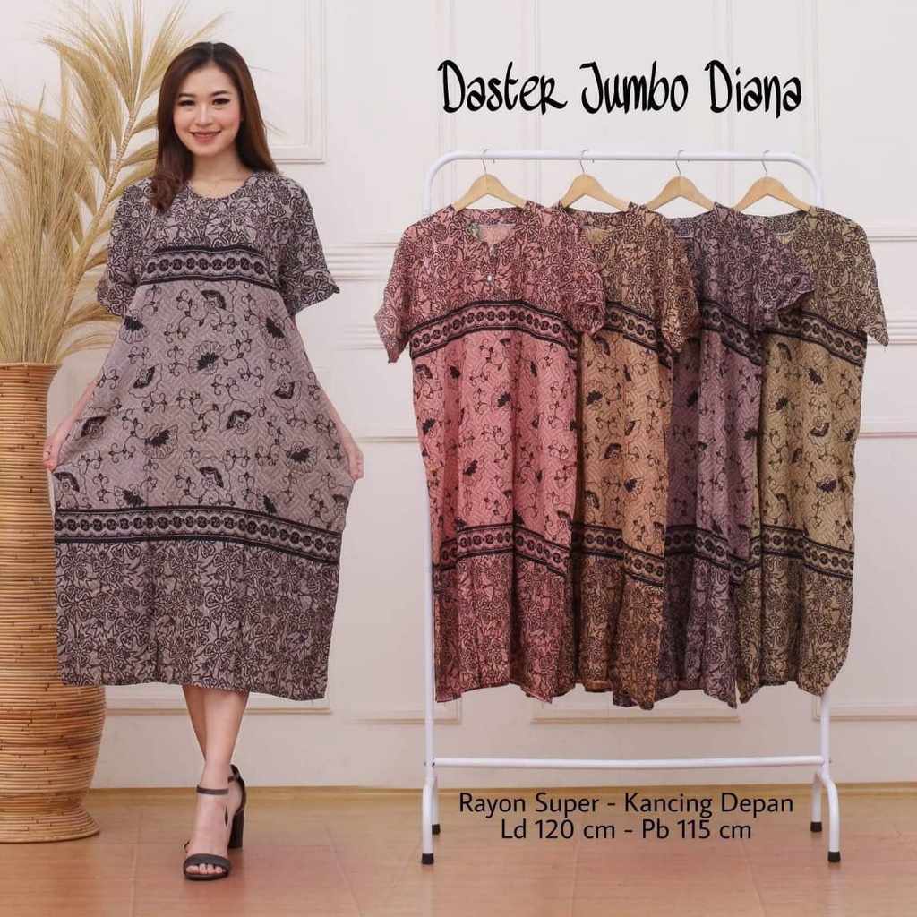 Daster Jumbo Wanita Bahan Rayon Kancing Depan Busui