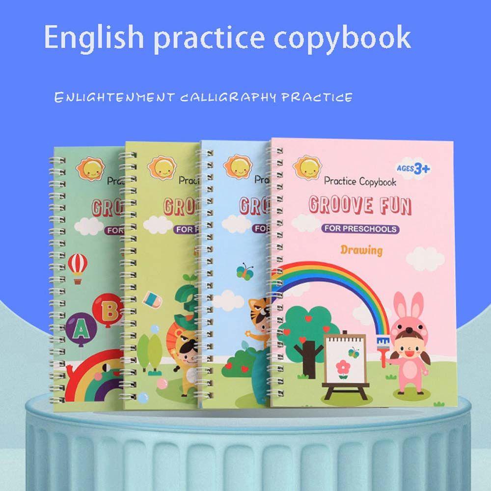 Lanfy Kids English Copybook Montessori Holding Pens Number Practice Bahasa Inggris Free Wipeping Stiker Tulisan Inggris