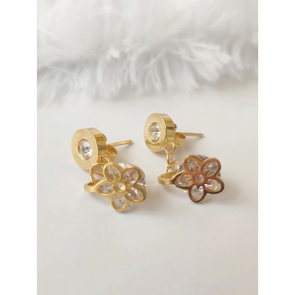 Anting Tusuk Jurai Panjang Wanita Anting Emas Motif