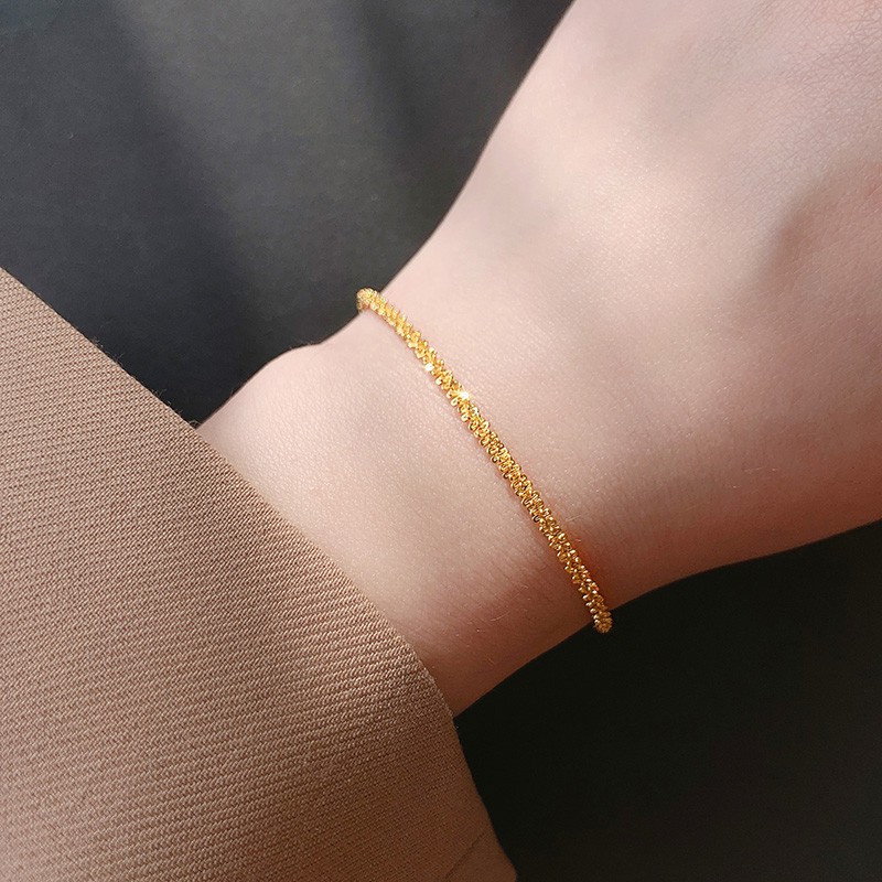 Gelang Desain Starry Love Lapis Emas 24k Gaya Korea Untuk Wanita