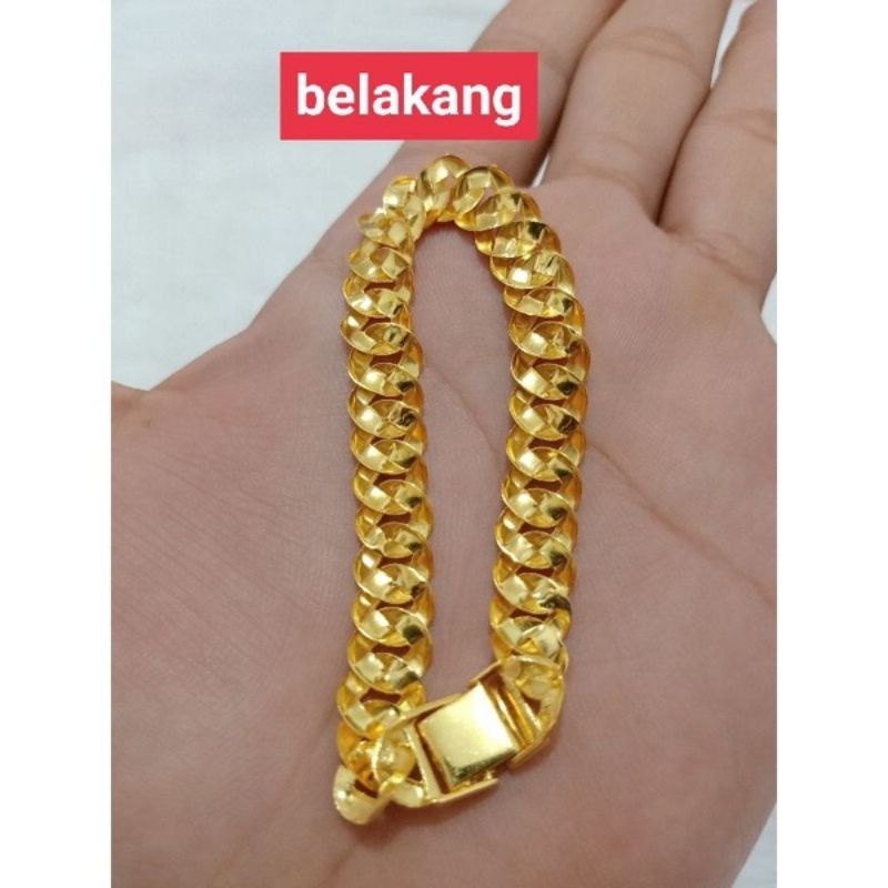 GELANG RANTE SISIK NAGA UKIR PERAK 925 LAPIS MAS 24K