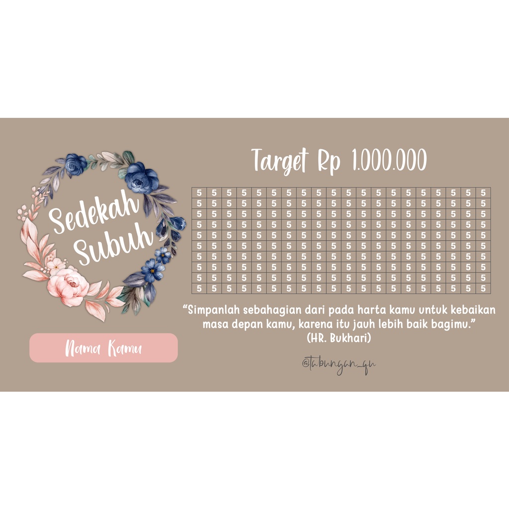 Stiker Celengan Subuh Get 1 juta  pecahan 5k
