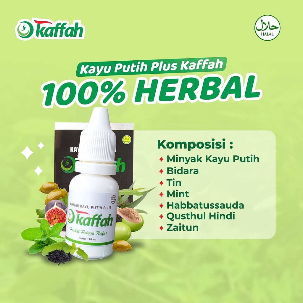 Kaffah Minyak Kayu Putih Plus Qusthul Hindi Mint Bidara Zaitun Mengeluarkan Dahak Batu Anak Heselia