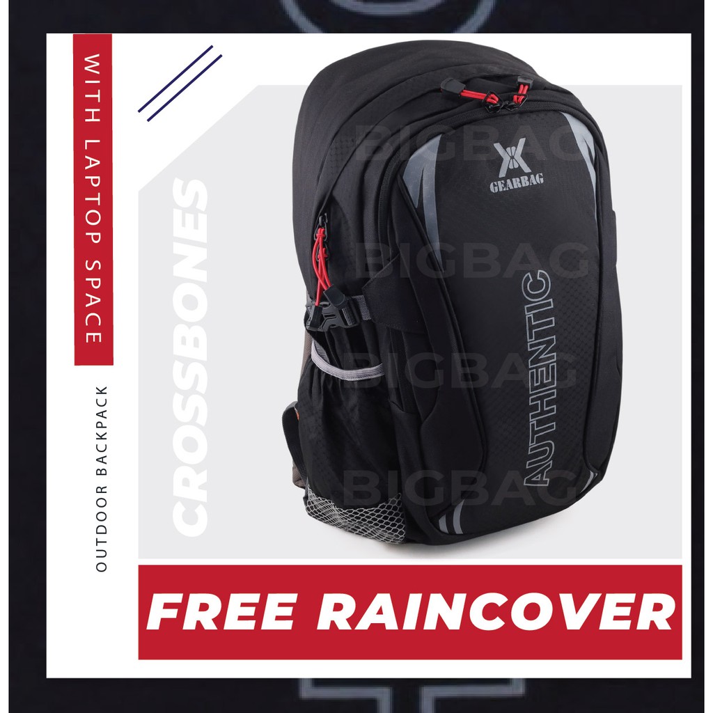 PTS -Tas Ransel Outdoor Pria Gear Bag CROSSBONES 13098  Laptop Backpack + FREE Raincover Promo Diskon