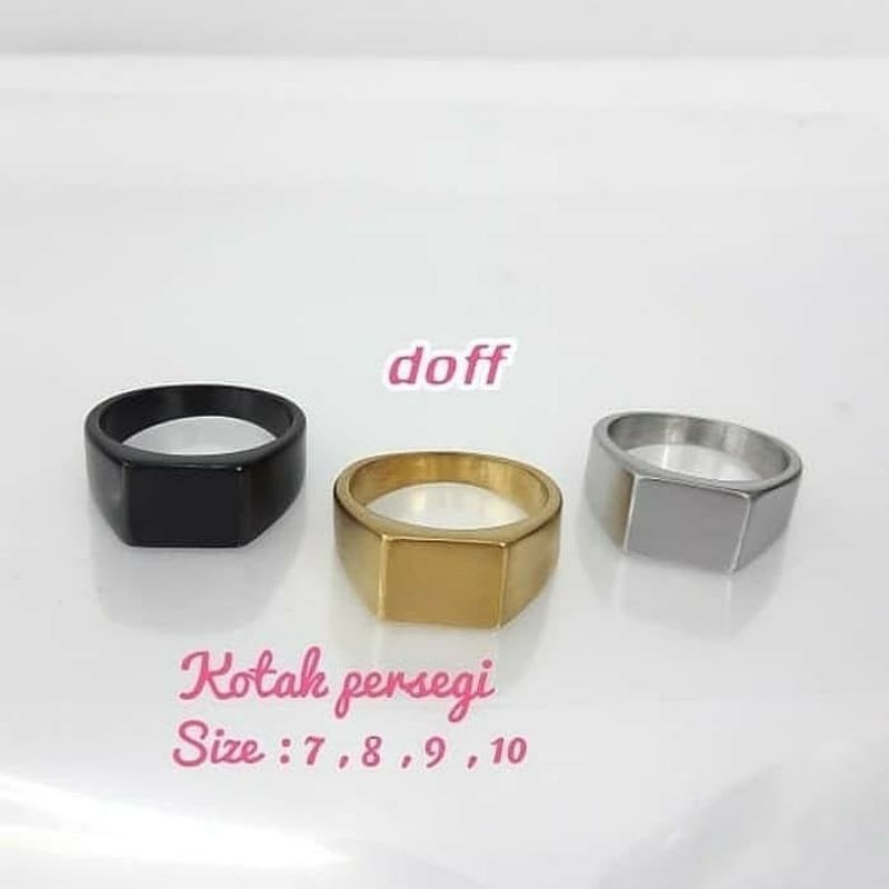 Cincin titanium pria square simple