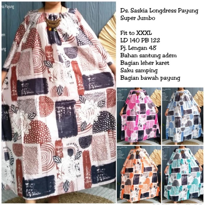 Daster Lengan Panjang Super Jumbo Motif Abstraj Ld 140/Daster Muslimah