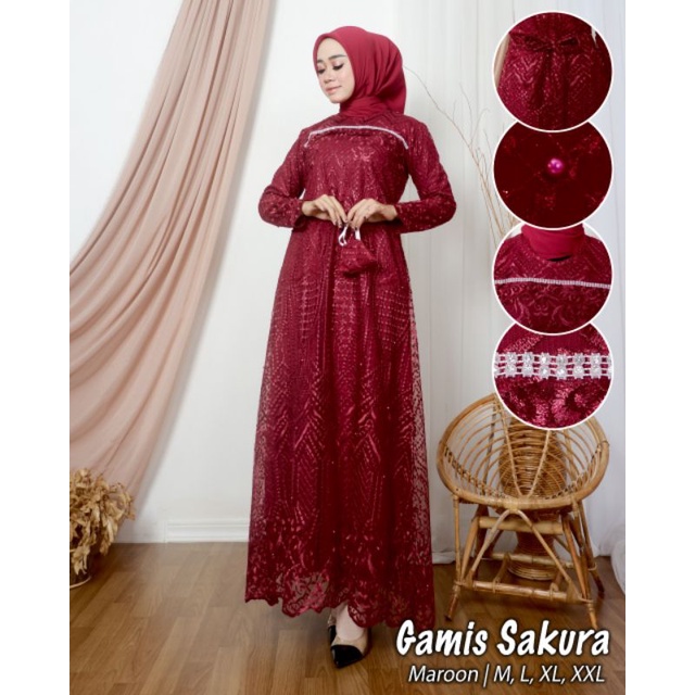 GAMIS SAKURA // BAHAN TILLE FULL PREMIUM // By Lefi Choto