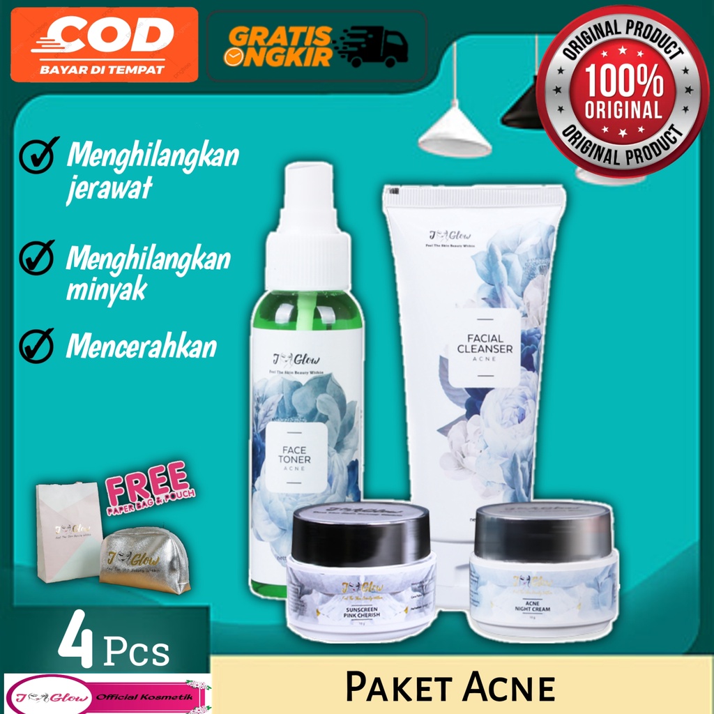 Skincare Jglow Paket Acne Perawatan Wajah Berjerawat Pria Pemutih Muka Wanita Halal Bpom Original