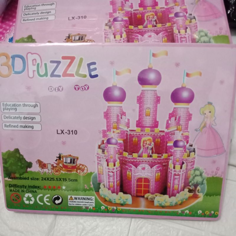 LYSASHOP - MAINAN EDUKASI ANAK PUZZLE 3D DIY BESAR/MELATIH MOTORIK KREATIFITAS KESABARAN IMAJINASI-Istana Cinderella