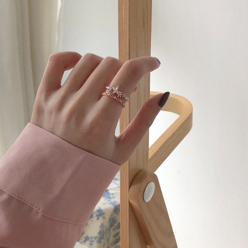 Butterfly Cincin Model Terbuka Desain Kupu-Kupu Hati Bunga Gaya Korea Untuk Wanita