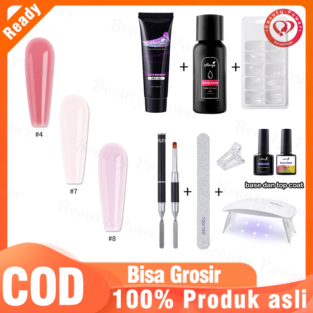 9 Pcs/set Nail Art Ekstensi Cepat Nail Kit Lampu UV Kuku 3 Warna Ujung Kuku Bahasa Perancis Ujung Kuku Bentuk DIY Alat Manikur Set