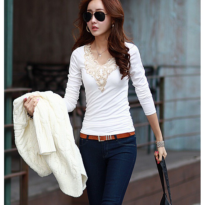 White Long Sleeve T-Shirt 301173M04