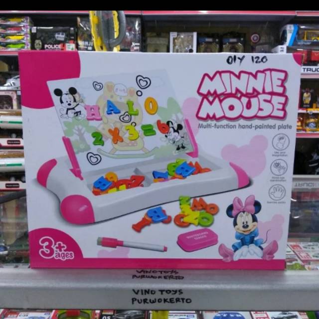 

mainan edukasi magnetic learning case board papan tulis magnet classroom 2in1 minnie mouse