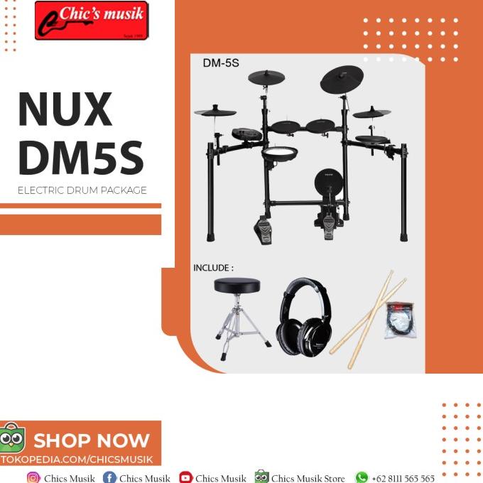 Nux Dm5S Portable Digital Electronic Drum Kit Nux Dm-5S