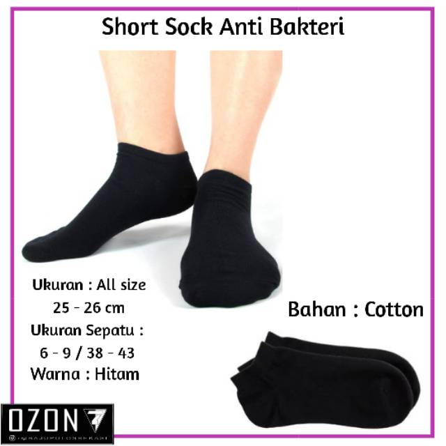 Kaos Kaki Pria, Pendek Semata Kaki,Hitam Polos, Allsize Dewasa Pria dan Wanita, 37 - 43 - ISI 2 Pcs