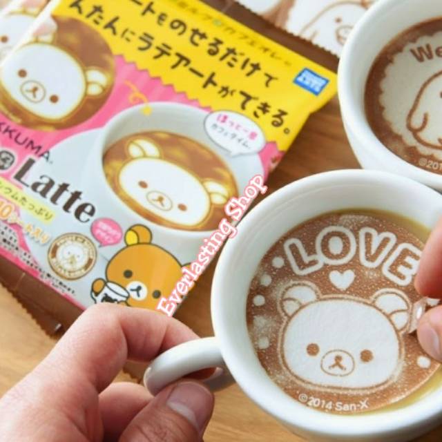 Takara Tomy Latte Art Sheets Rilakkuma Bear Deco Decoration Meow Beruang kucing Kostum Kopi San-X