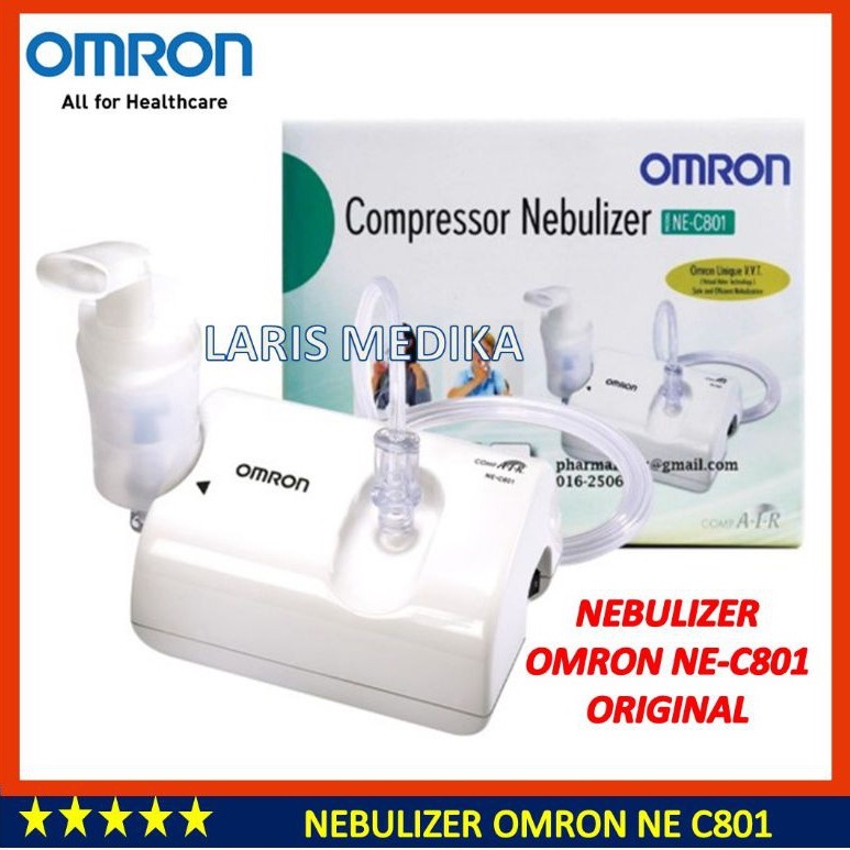 NEBULIZER OMRON NE-C801 ORIGINAL / ALAT NEBUL OMRON / ALAT UAP INHALASI OMRON MURAH BERKUALITAS Omron NE-C801 Compressor Nebulizer Nebul Alat Uap Terapi Asma NE C801